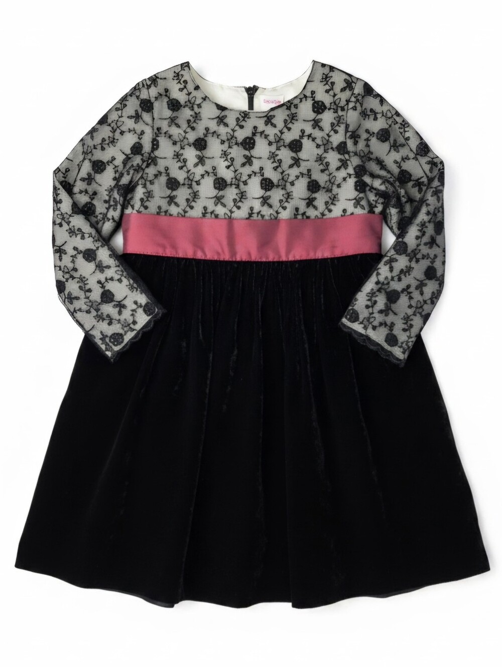 VTG Y2K 2002 Gymboree Girls Black Velvet Embroidered Lace Party Dress 3Y